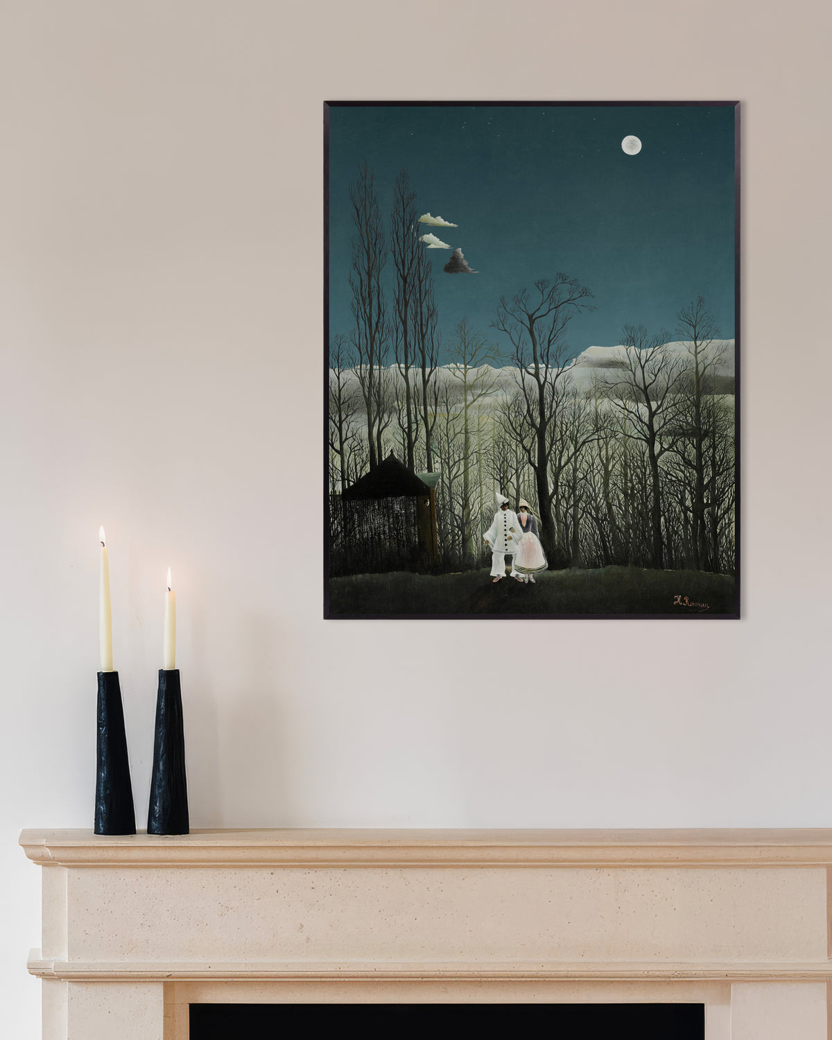Poster med Henri Rousseau – En karnevalskväll (detalj), med metallram