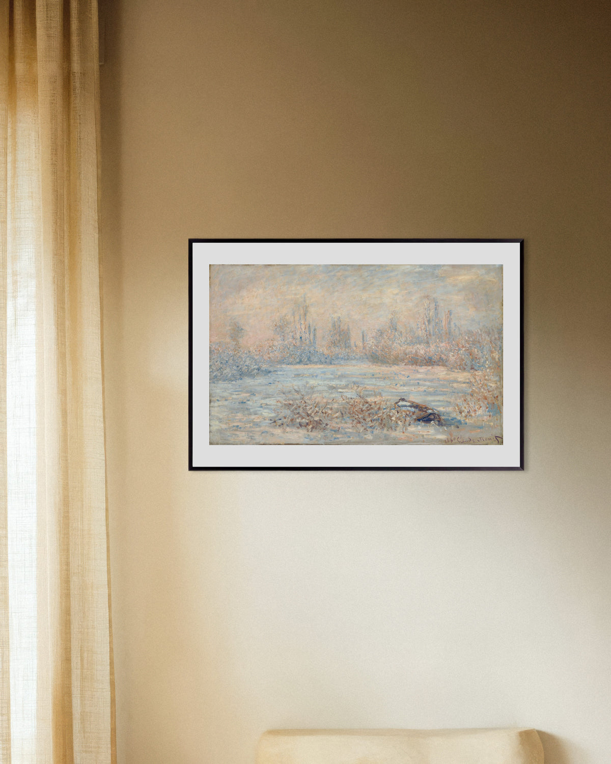 Poster Rimfrost (1880) av Claude Monet med metallram