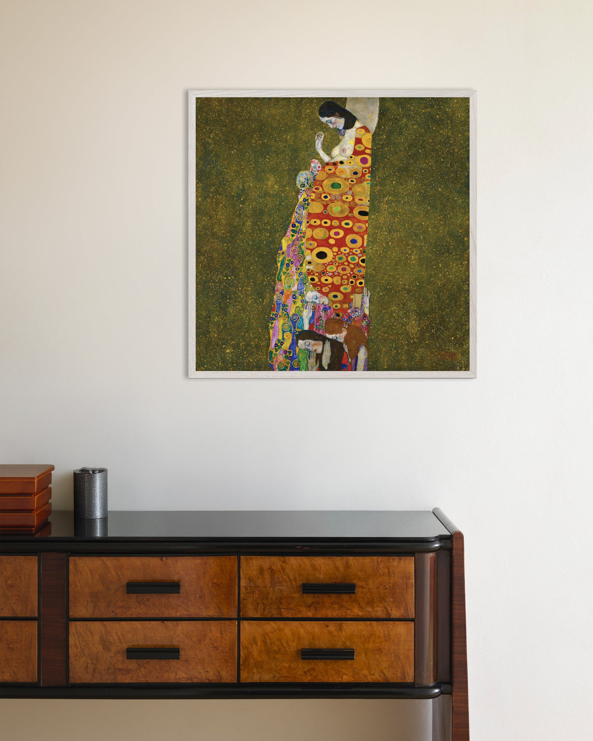 Poster Hoppet II (1907–1908) av Gustav Klimt med vit träram