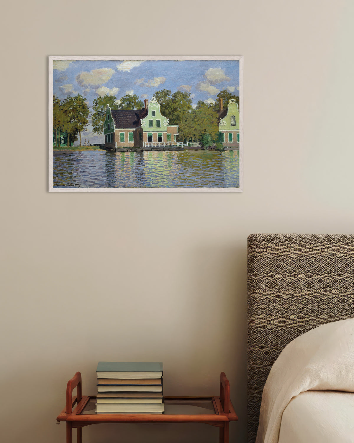 Poster Hus vid Zaans strand (1871) av Claude Monet med vit träram