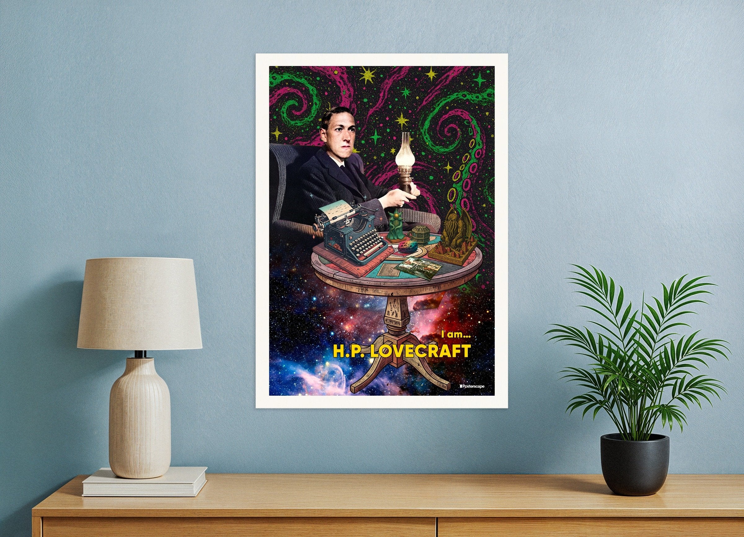 Poster of H.P. Lovecraft Art Print - Cosmic Horror Portrait