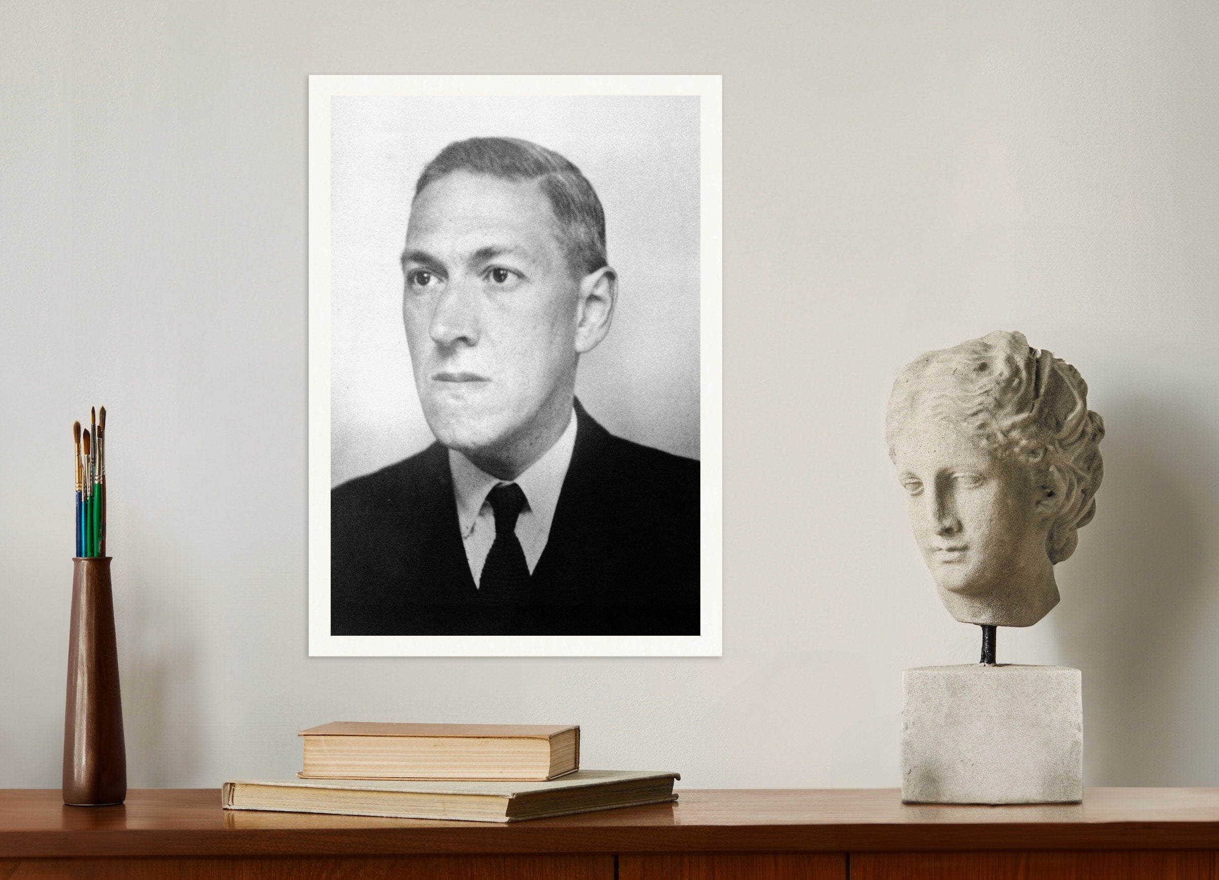 Poster of "I Am An Outsider" H.P. Lovecraft Portrait Quote Print