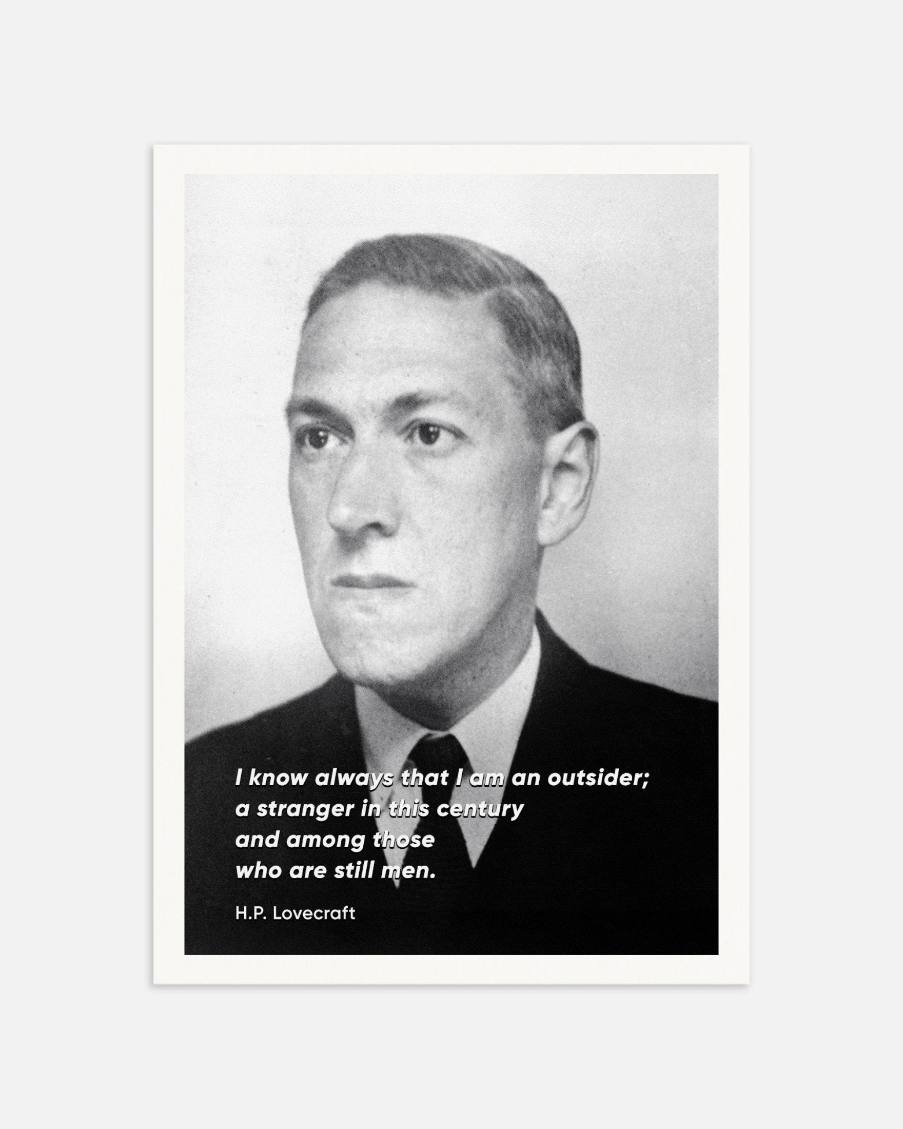 Poster of "I Am An Outsider" H.P. Lovecraft Portrait Quote Print, thumbnail