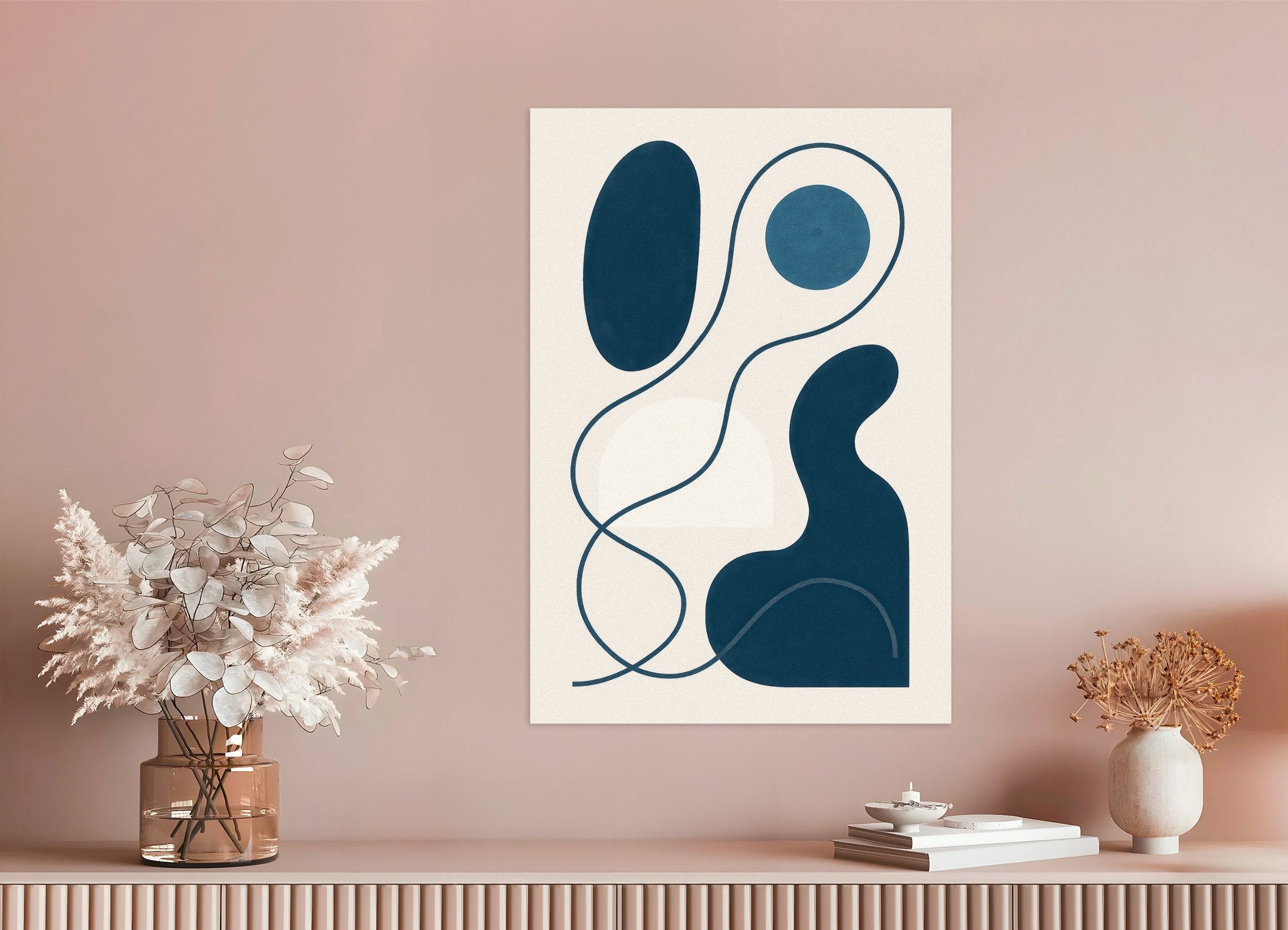 Poster of Inflections 01 – modern abstract line art in blue