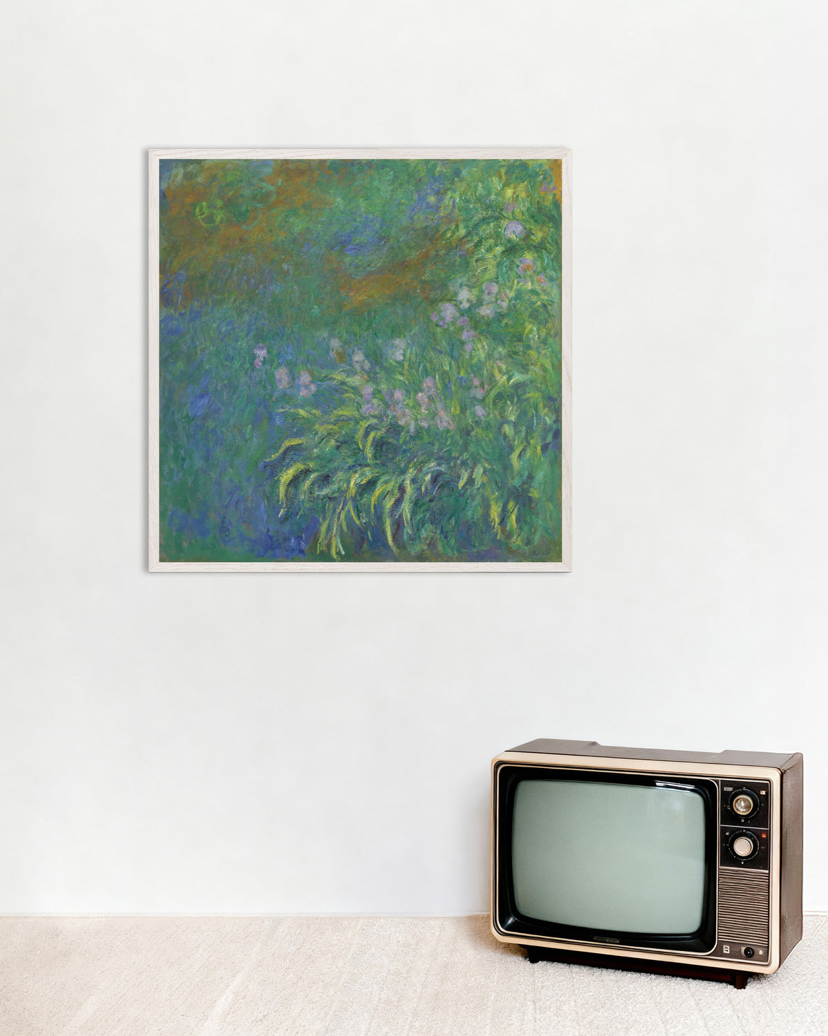 Poster Irisar (1914–1917) av Claude Monet med vit träram