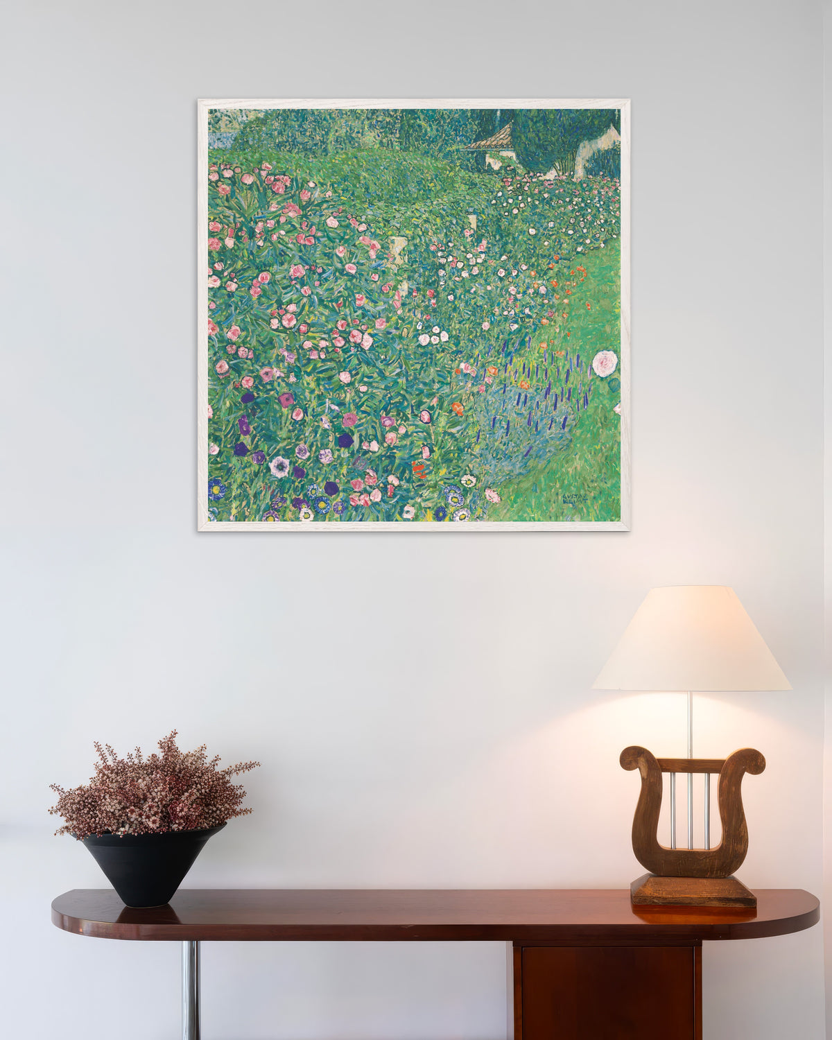 Poster Italienskt trädgårdslandskap (1913) av Gustav Klimt med vit träram