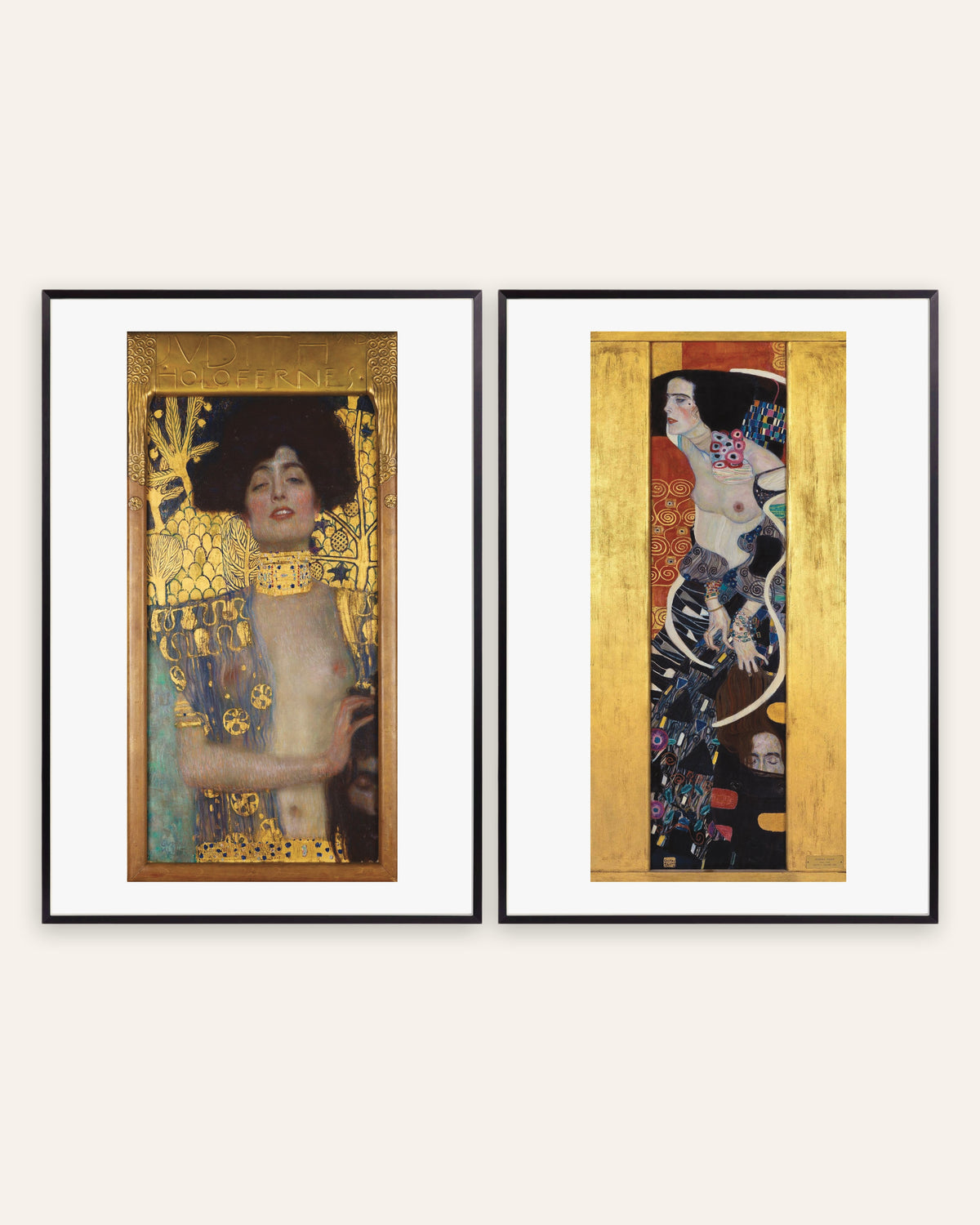 Klimt-posters, set med 2: Judith I och Judith II, i svarta metallramar