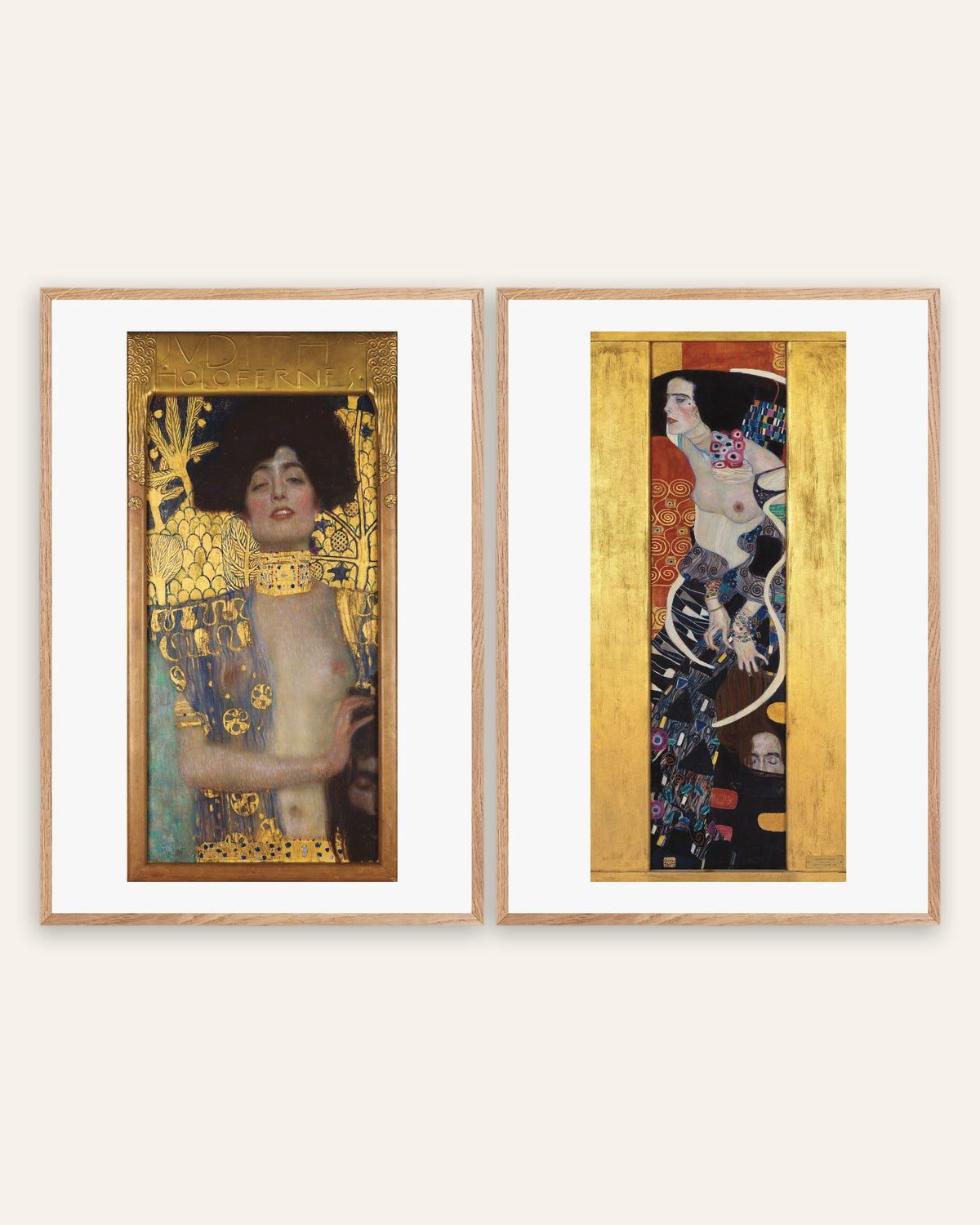 Klimt-posters, set med 2: Judith I och Judith II, i ramar av naturek
