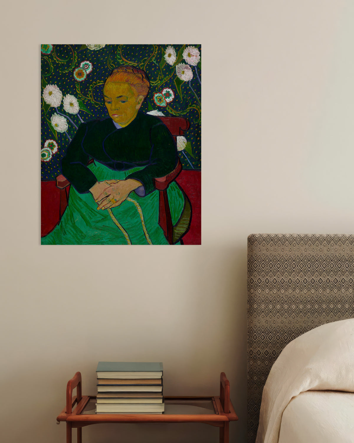 Poster av La Berceuse, Madame Roulin vaggar vaggan (1889) av Vincent van Gogh