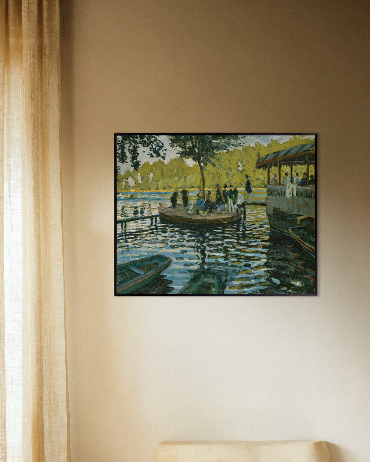 Poster La Grenouillère (1869) av Claude Monet med metallram