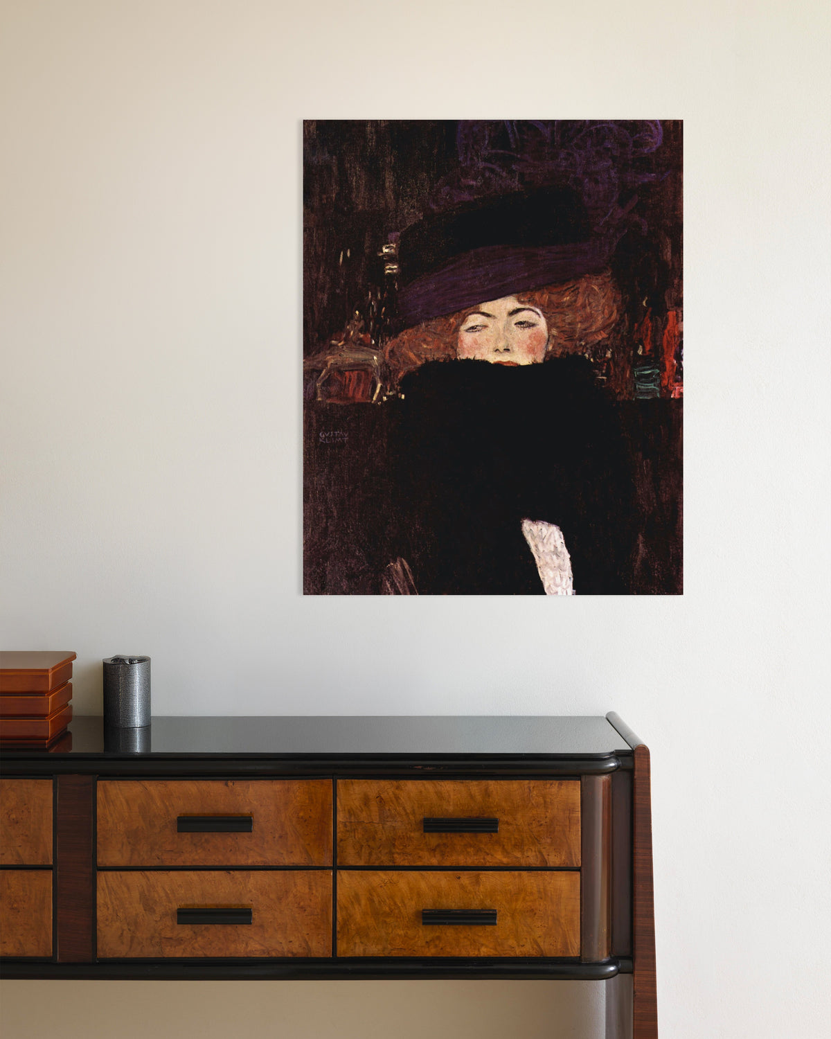Poster av Kvinna med hatt och fjäderboa (1909) av Gustav Klimt
