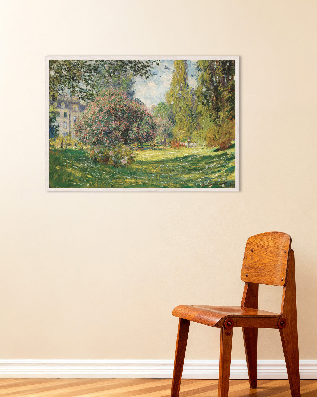 Poster Landskap, Parc Monceau (1876) av Claude Monet med vit träram