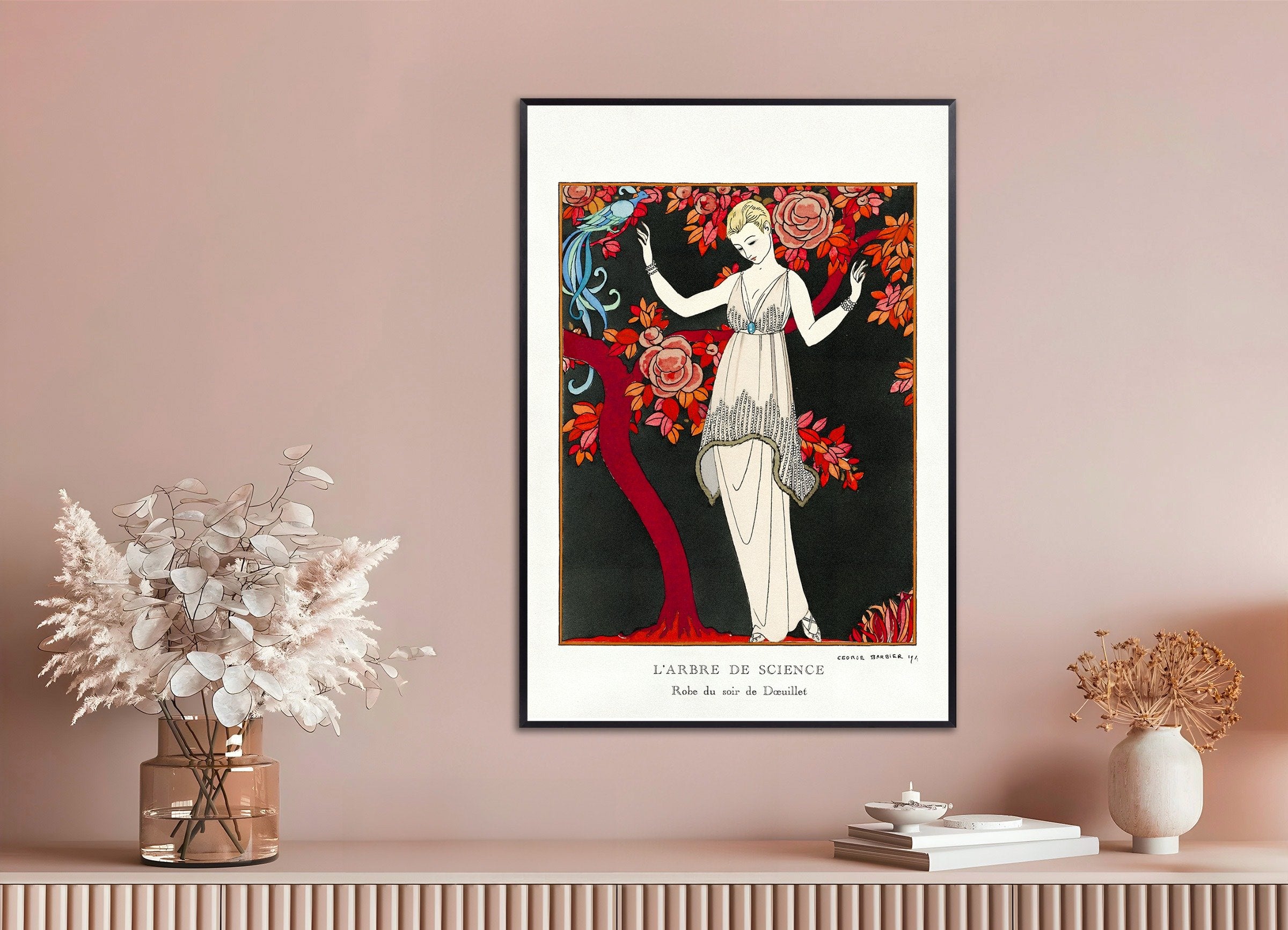 Poster of "L'Arbre de Science" by Georges Barbier (1914) - Art Deco, with metal frame