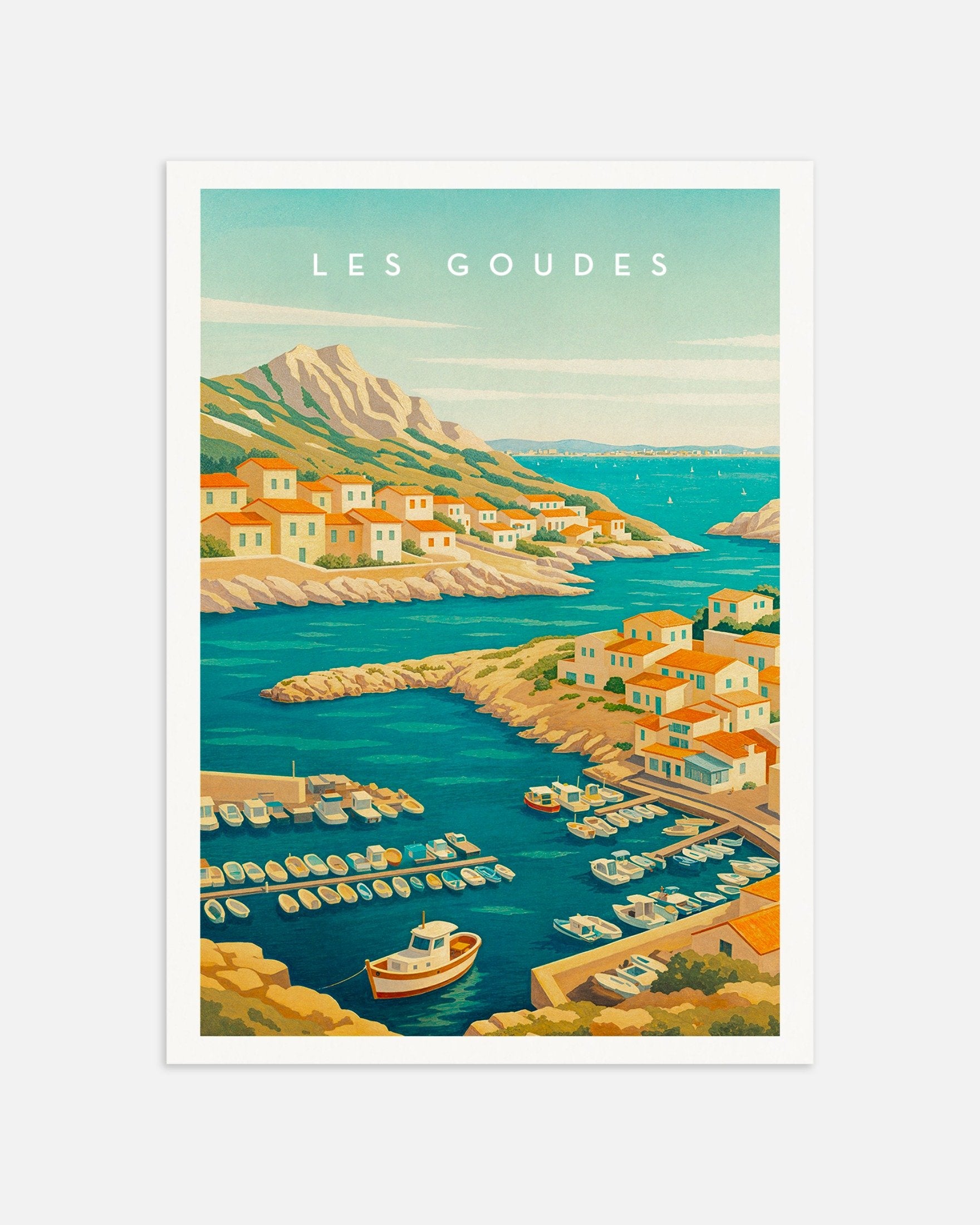Poster of Les Goudes Marseille Travel Poster - Mediterranean Fishing Village, thumbnail