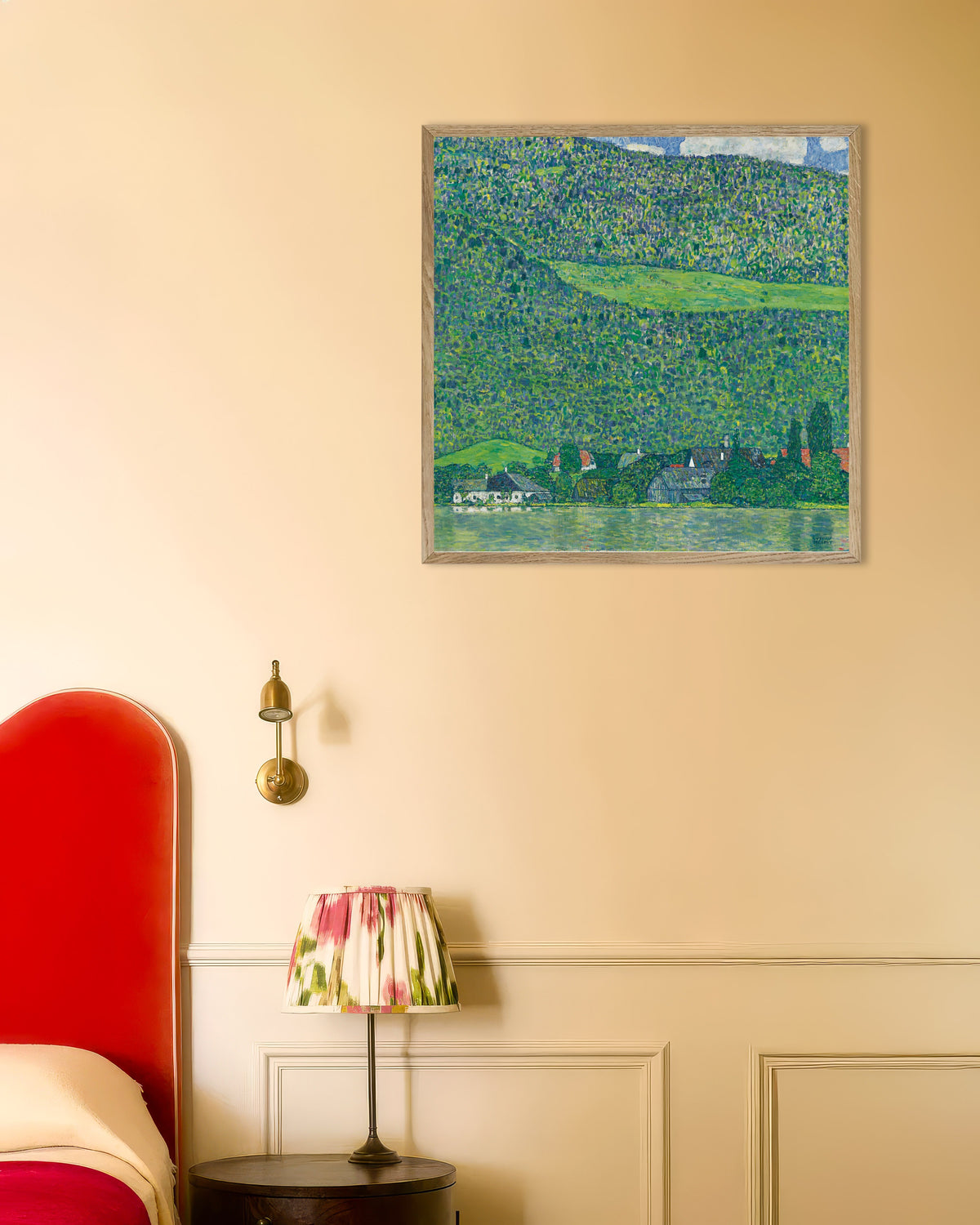 Poster av Litzlberg vid Attersee (1914–1915) av Gustav Klimt, med ram av naturligt trä