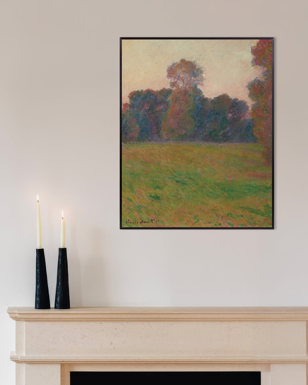 Poster Äng vid Giverny (1886) av Claude Monet med metallram