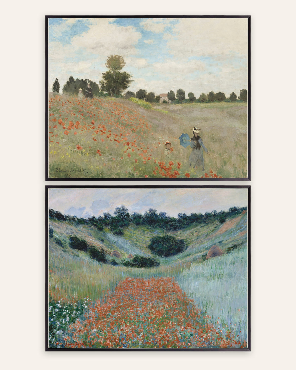 Monet Vallmor posters, set med 2: Argenteuil och Giverny, i svarta metallramar