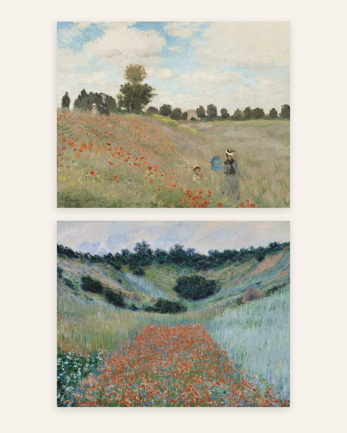 Monet Vallmor posters, set med 2: Argenteuil och Giverny, utan ram