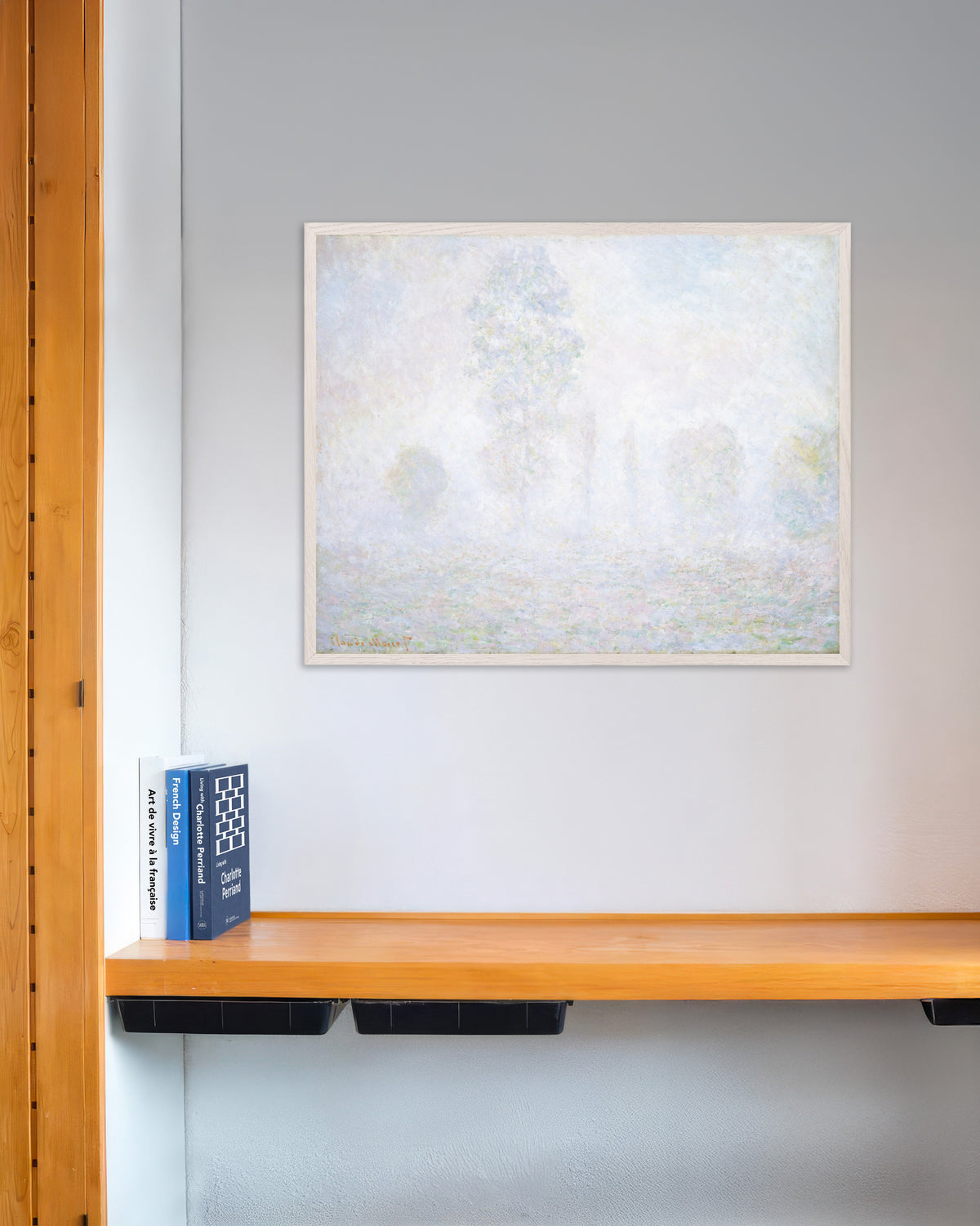 Poster Morgondis (1888) av Claude Monet med vit träram