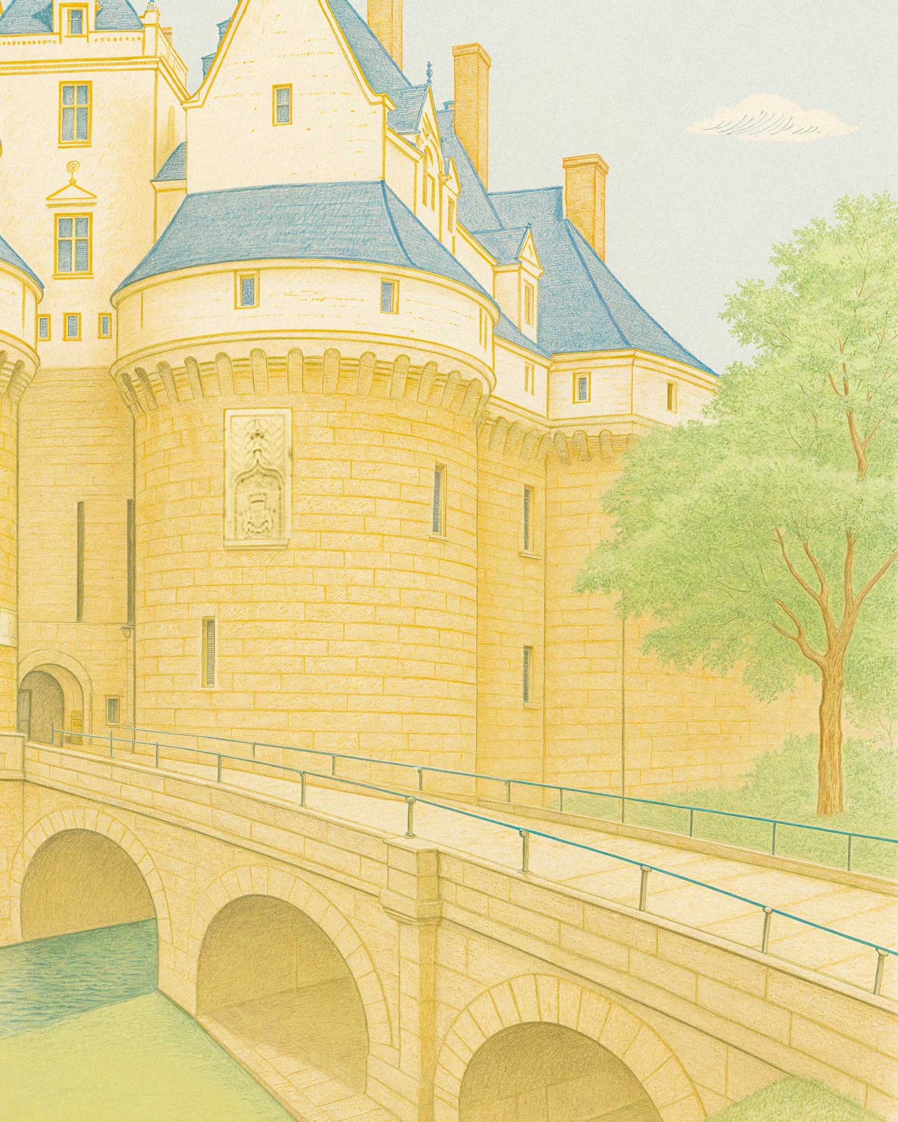 Staden Nantes (Frankrike) – Château des Ducs de Bretagne - Affisch Poster