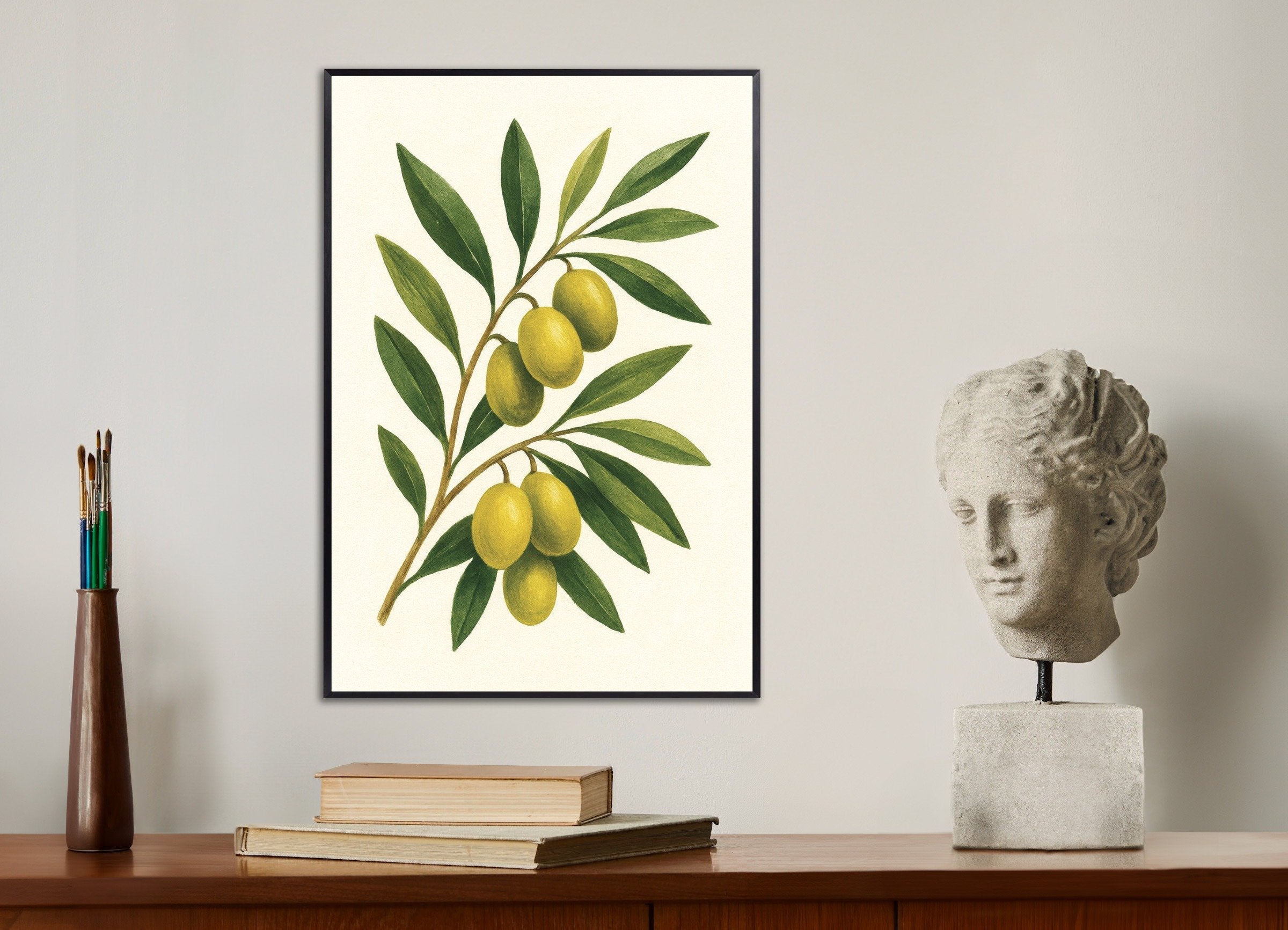 Poster of Olive branch wall art print, with metal frame