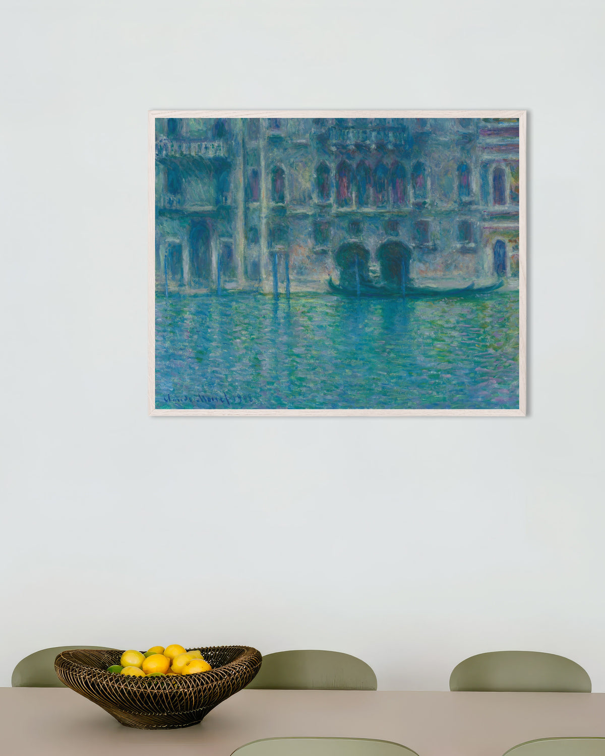Poster Palazzo da Mula, Venedig (1908) av Claude Monet med vit träram