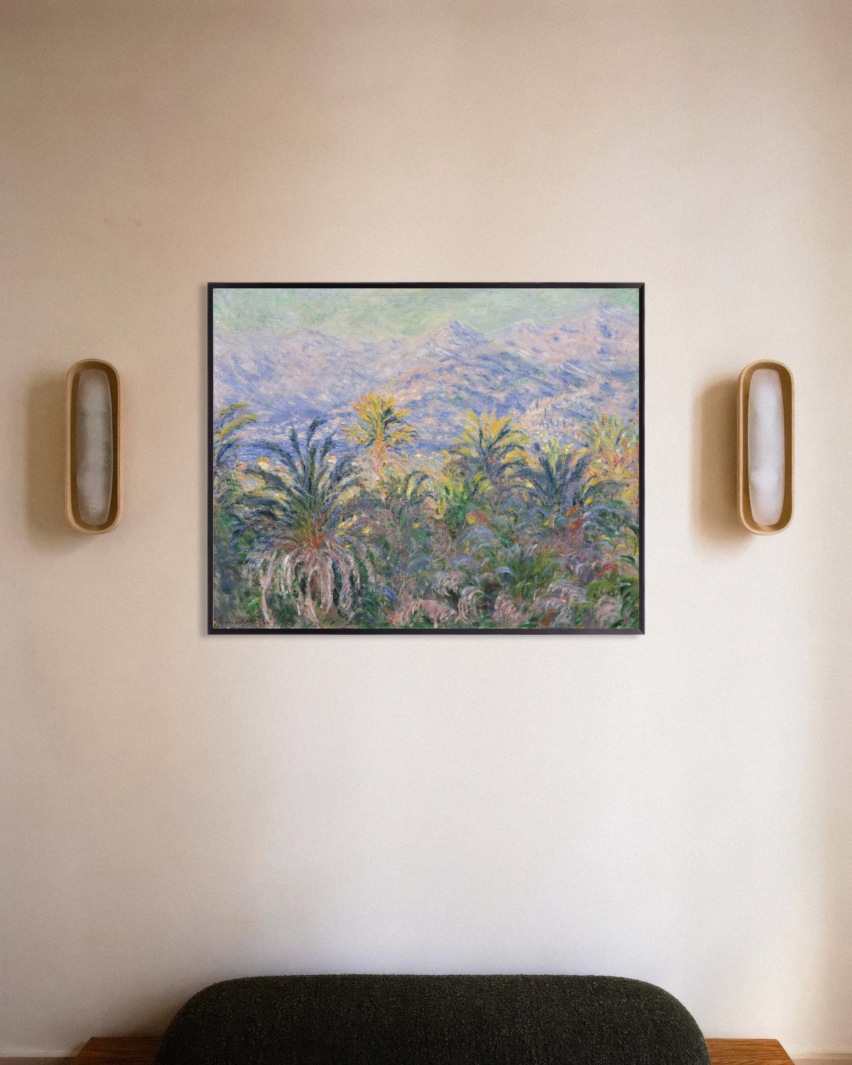 Poster Palmer i Bordighera (1884) av Claude Monet med metallram