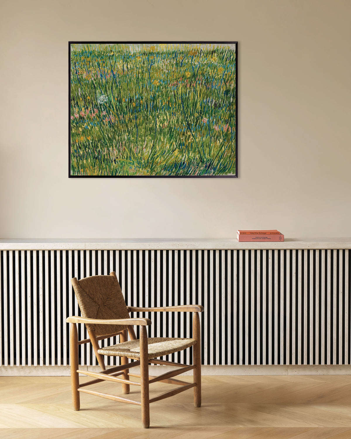 Poster med Gräsplätt (1887) av Vincent van Gogh, med metallram