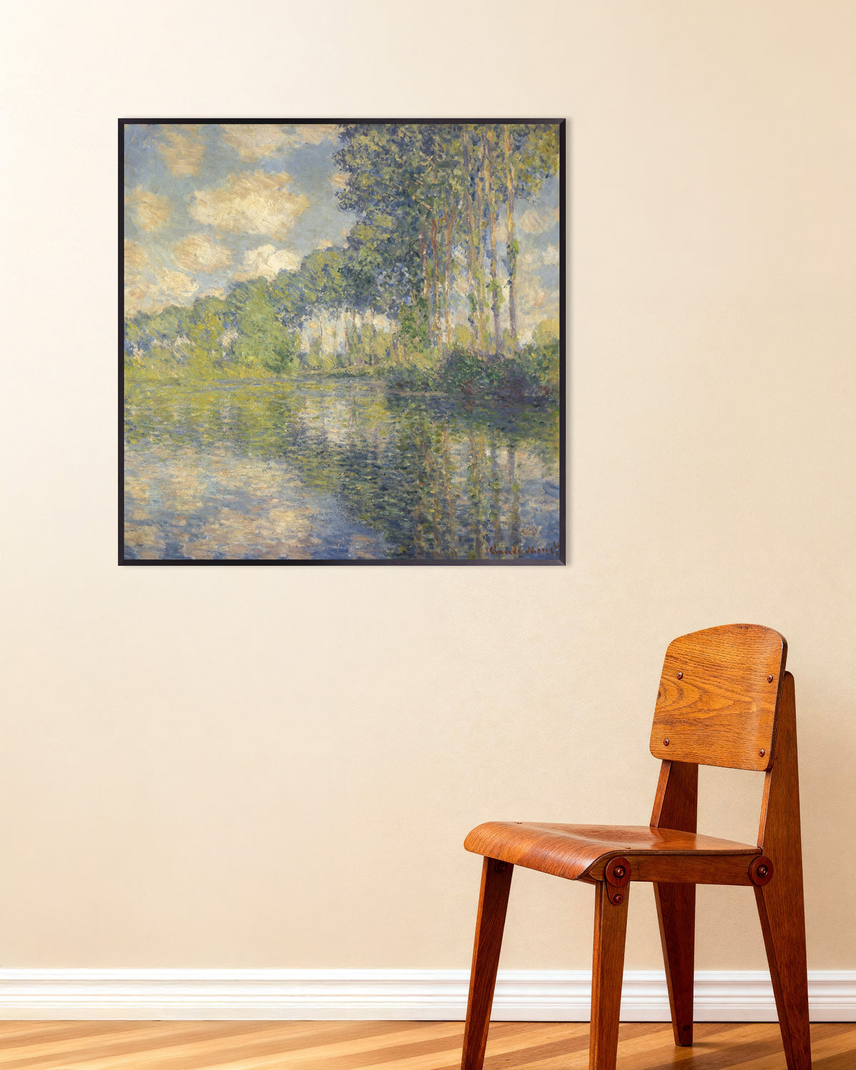 Poster Popplar vid Epte (1891) av Claude Monet med metallram