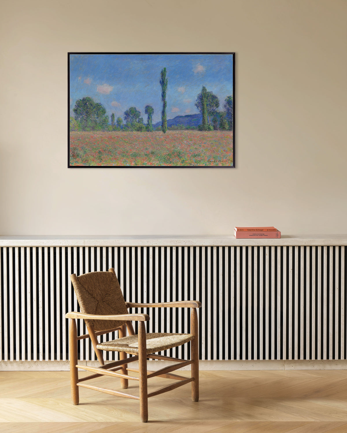 Poster Vallmofält, Giverny (1890) av Claude Monet med metallram