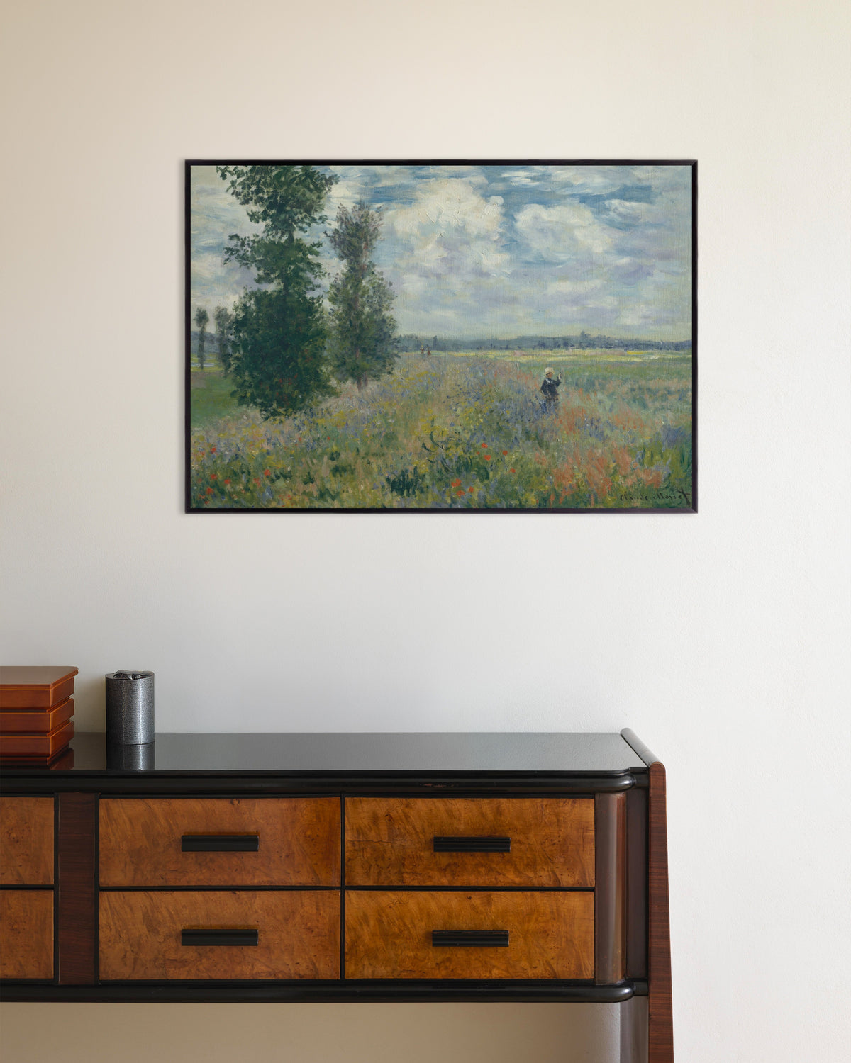 Poster Vallmofält nära Argenteuil (1875) av Claude Monet med metallram