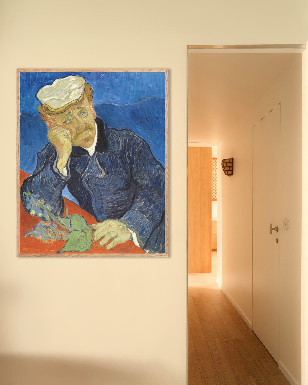 Poster med Porträtt av doktor Paul Gachet (1890) av Vincent van Gogh, med ram av naturträ