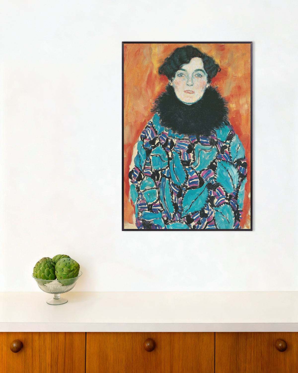 Poster Porträtt av Johanna Staude (1917) av Gustav Klimt med metallram