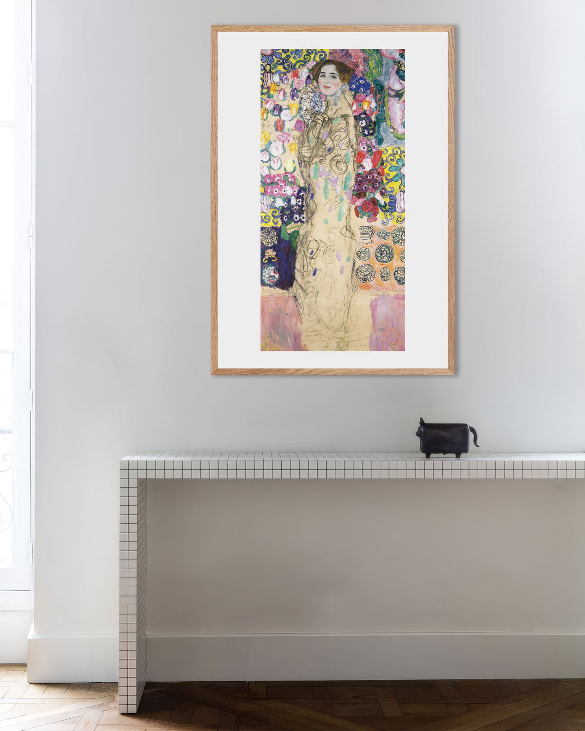 Poster Porträtt av Maria Munk (1917–1918) av Gustav Klimt med ram i naturträ