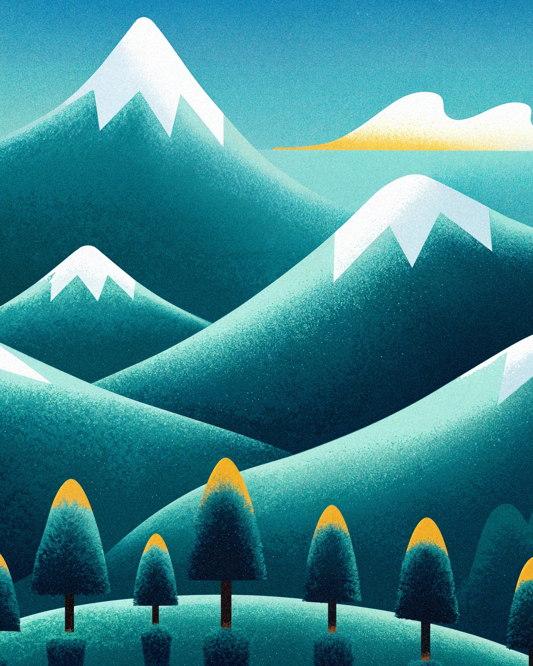 Les Pyrénées – Minimalistisk bergsposter