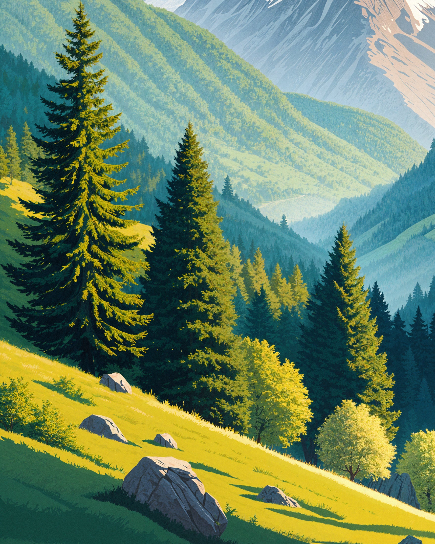 Les Pyrénées – Vacker Bergslandskap Poster