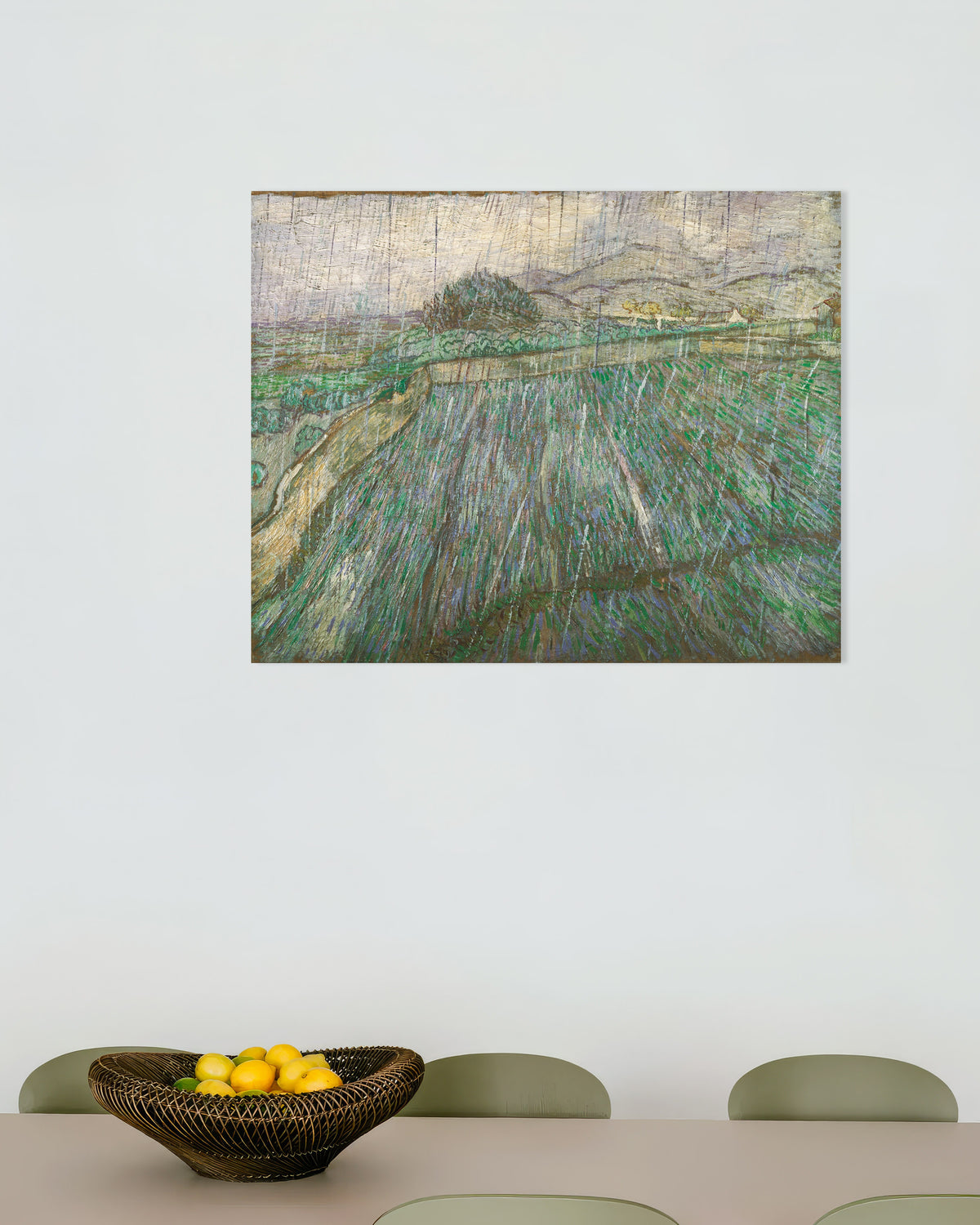 Poster av Regn (1889) av Vincent van Gogh