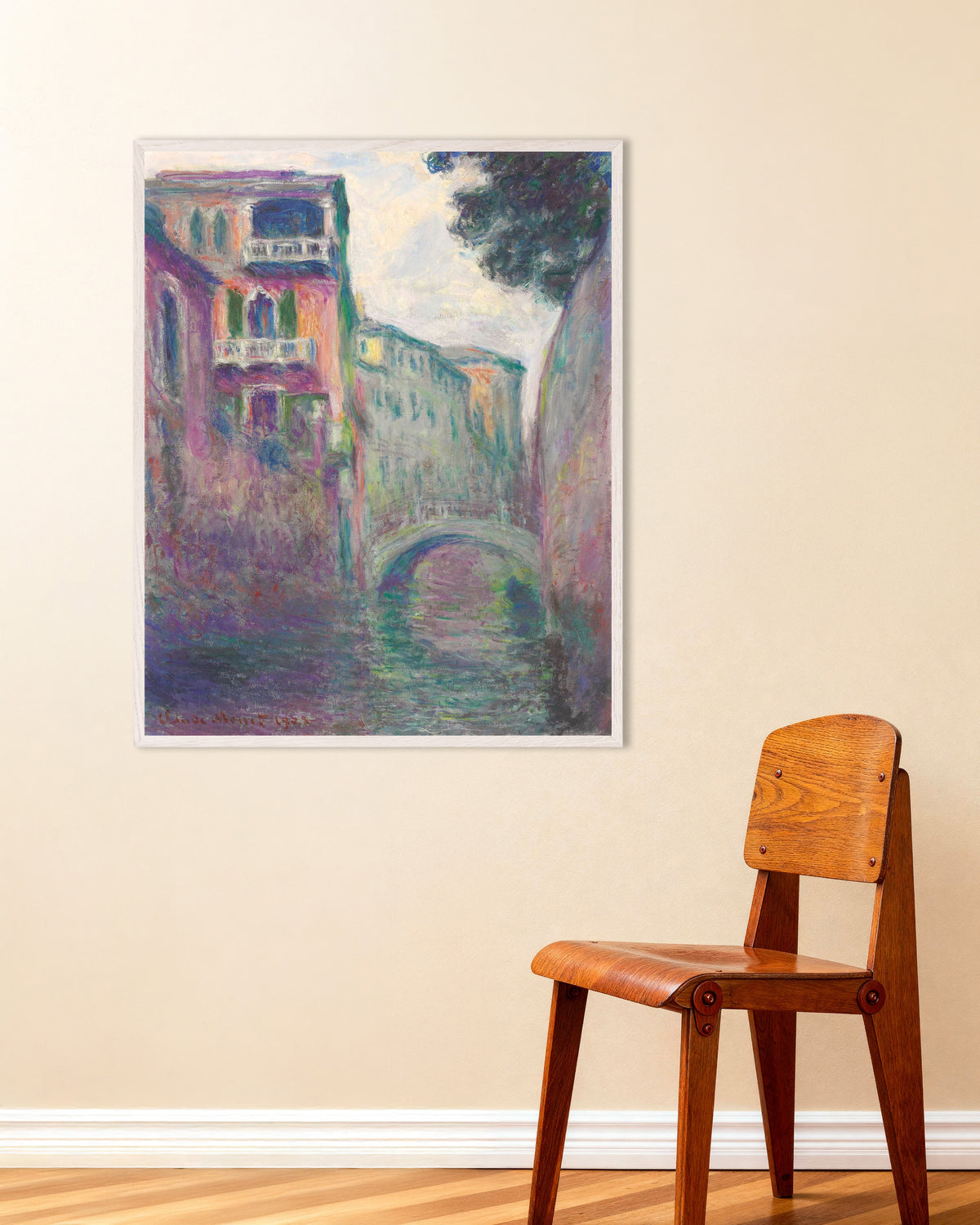 Poster Rio della Salute (1908) av Claude Monet med vit träram