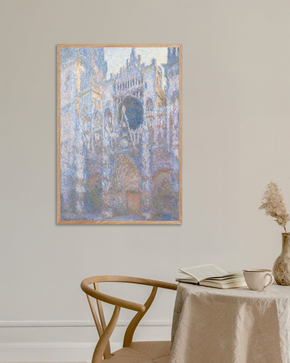 Poster Katedralen i Rouen, västfasaden (1894) av Claude Monet med ram i naturträ