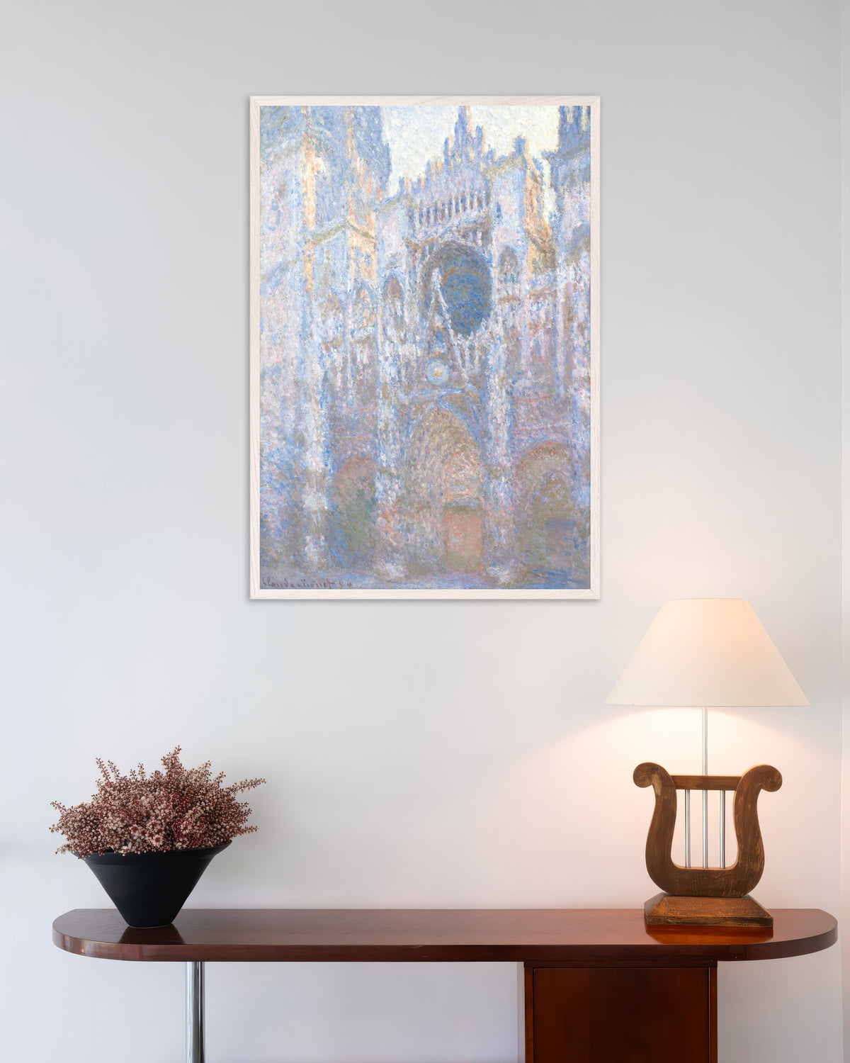 Poster Katedralen i Rouen, västfasaden (1894) av Claude Monet med vit träram