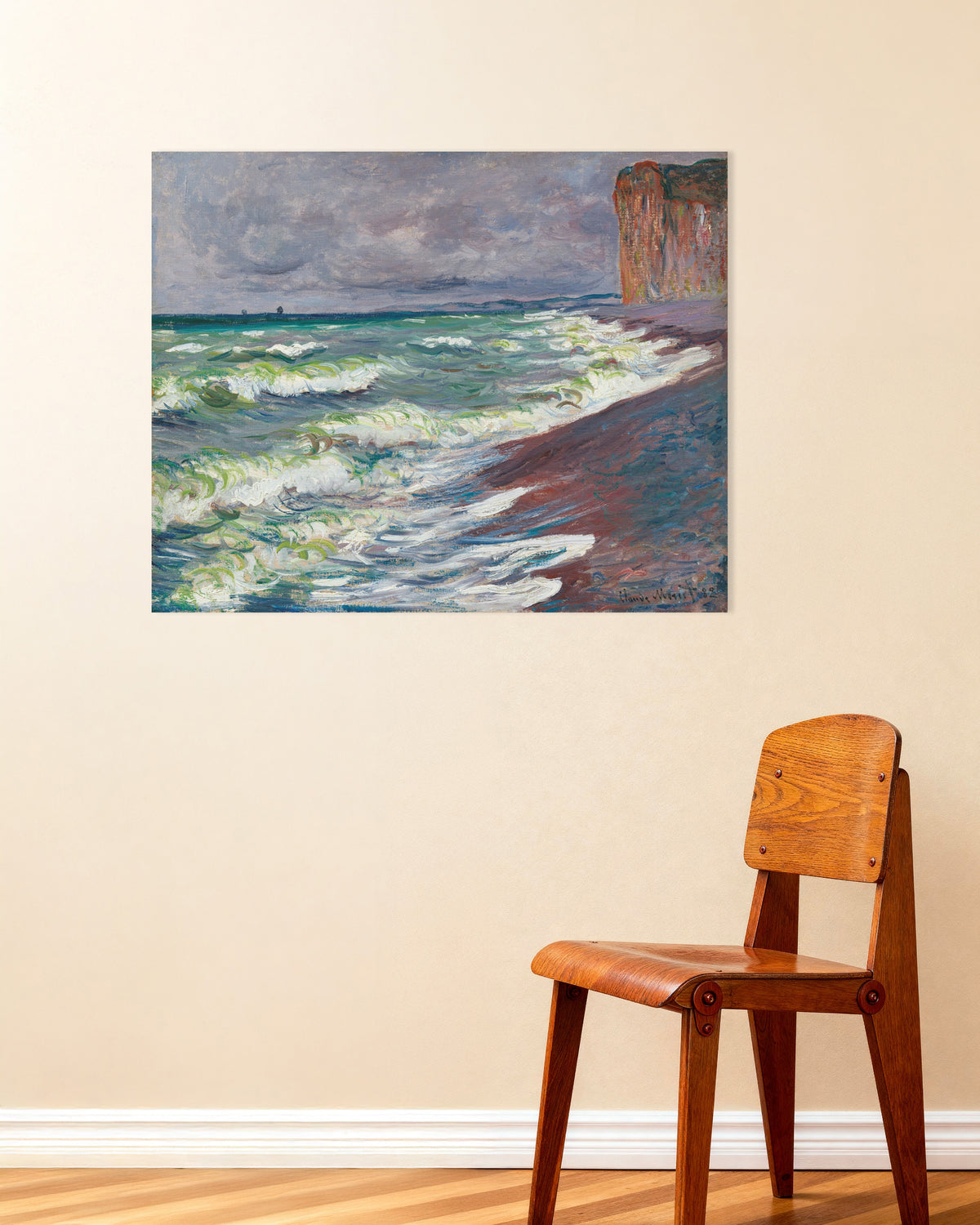 Poster Upprört hav vid Pourville (1882) av Claude Monet