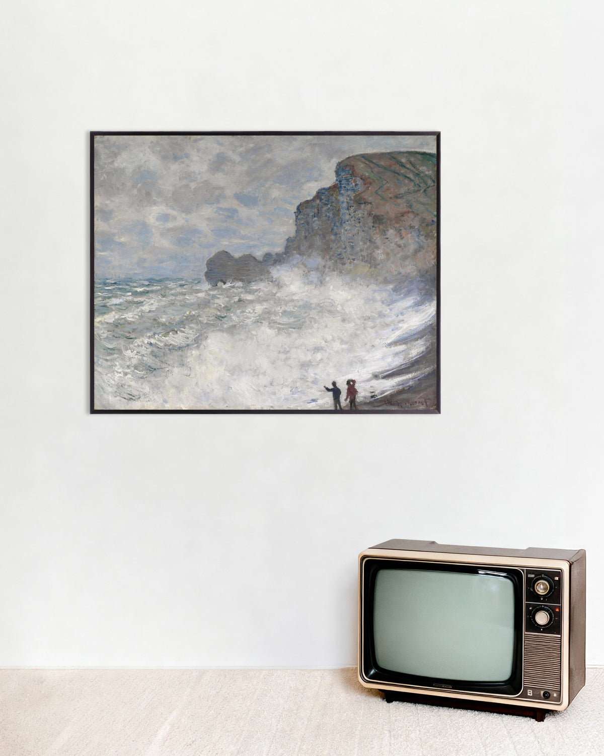 Poster Oväder vid Étretat (1883) av Claude Monet med metallram