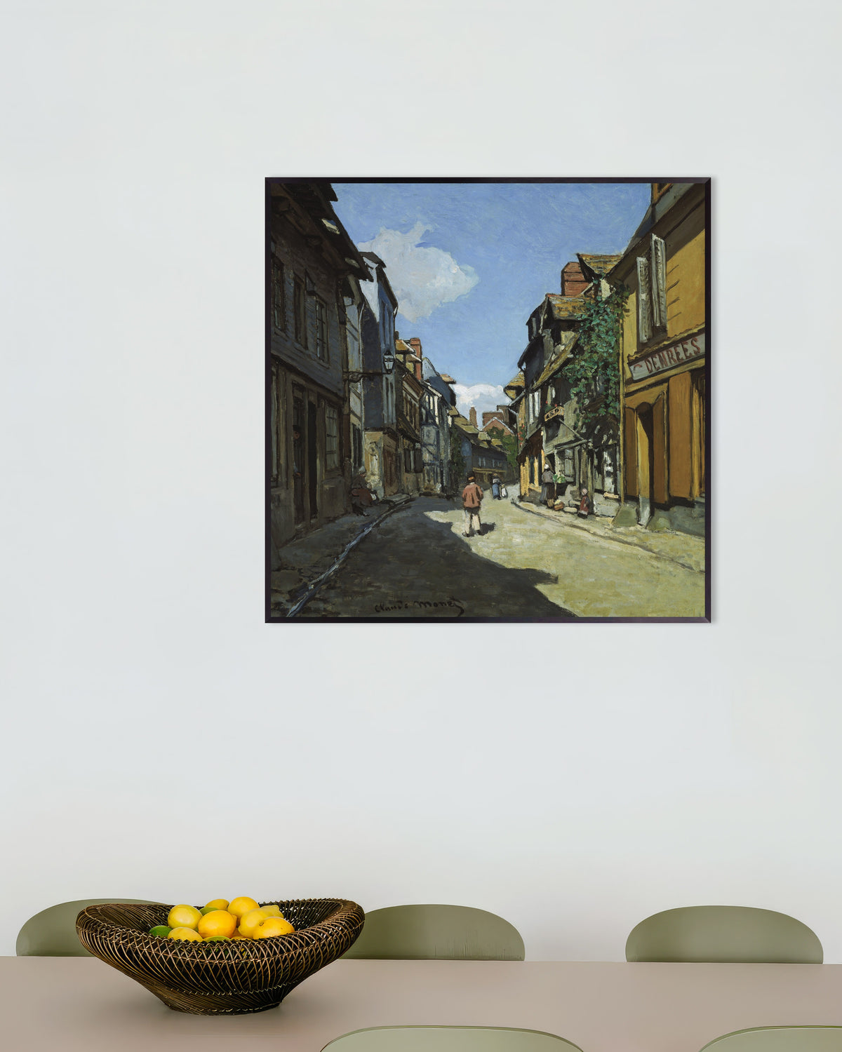Poster Rue de la Bavole i Honfleur (1864) av Claude Monet med metallram