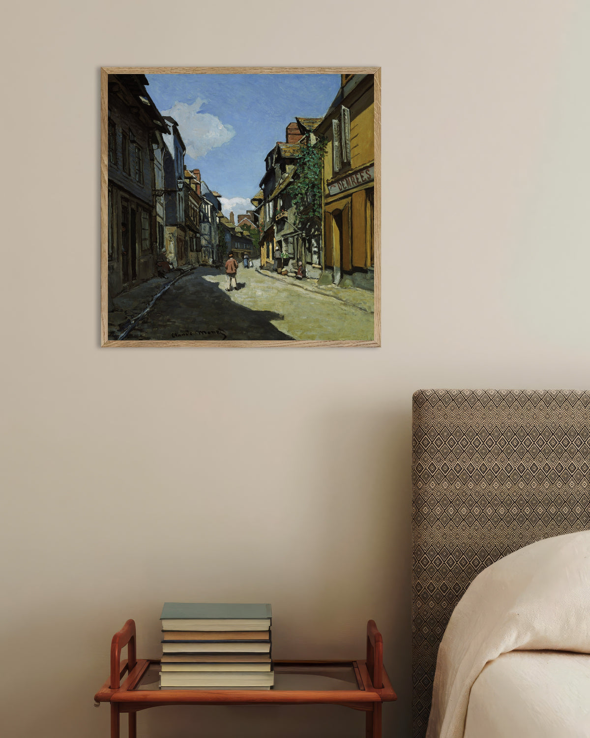 Poster Rue de la Bavole i Honfleur (1864) av Claude Monet med ram i naturträ