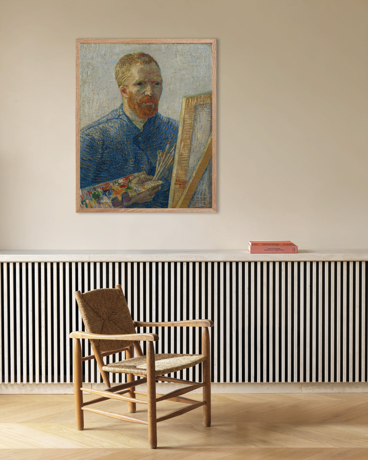Poster med Självporträtt som målare (1888) av Vincent van Gogh, med ram i naturträ