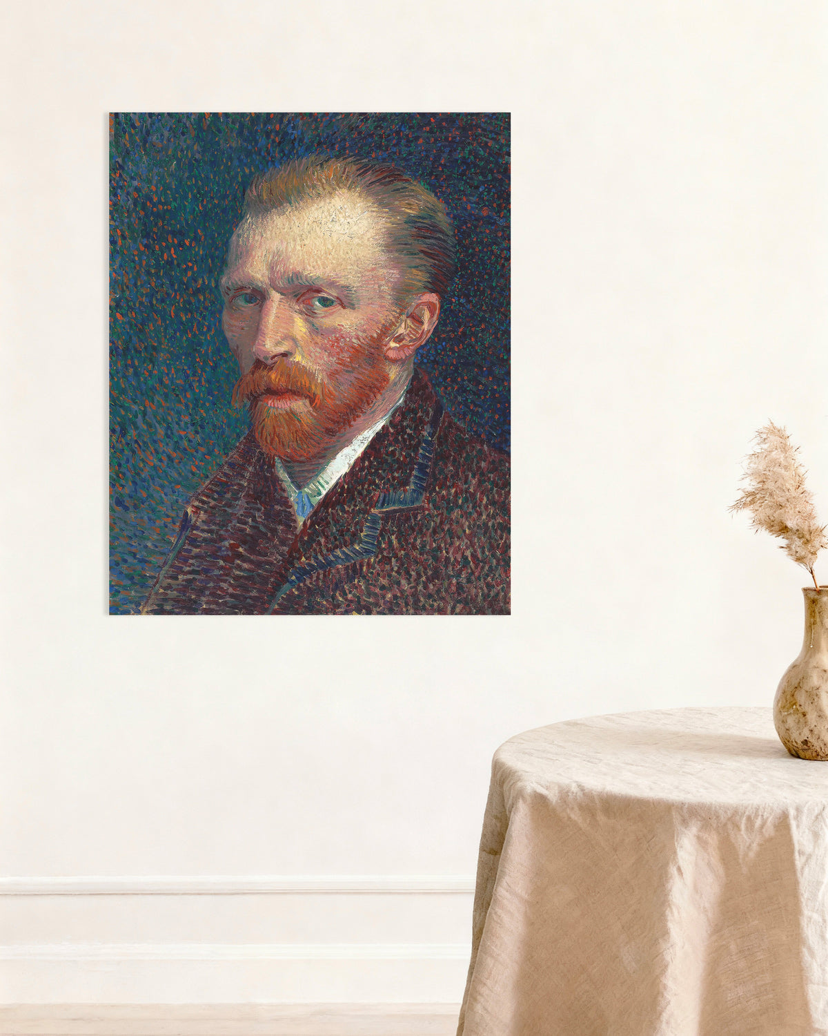 Poster av Självporträtt mot blå prickig bakgrund (1887) av Vincent van Gogh