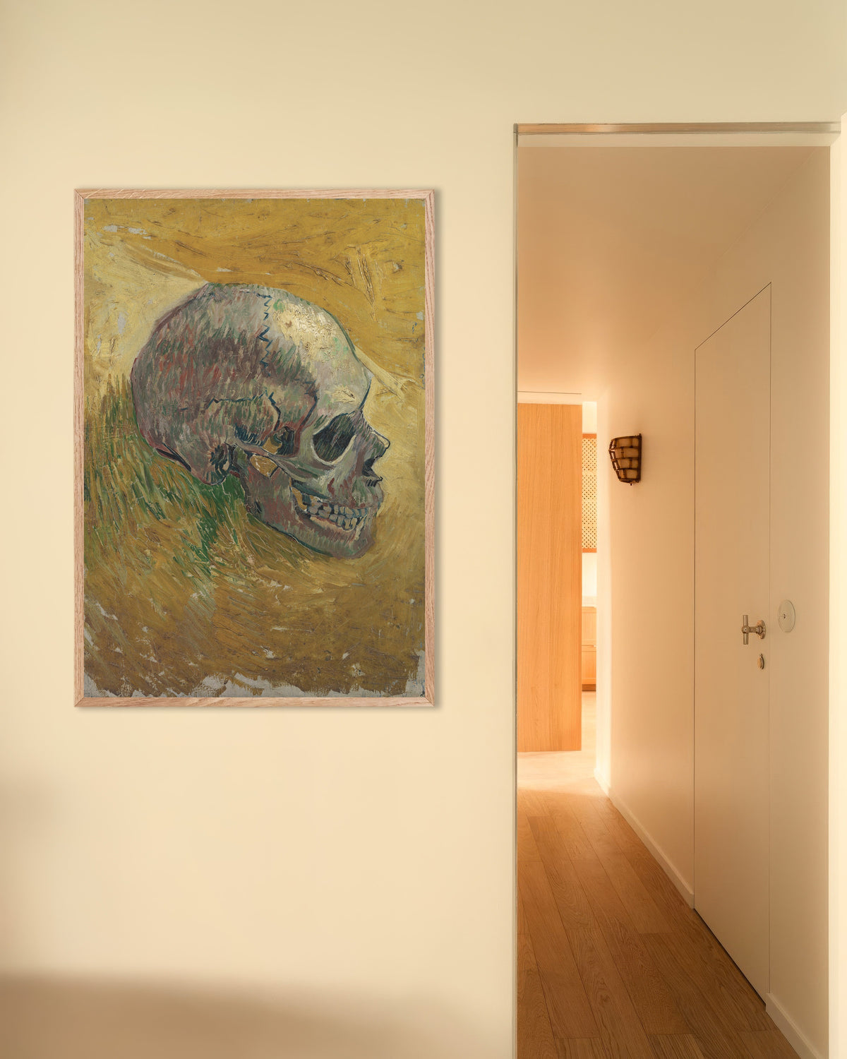Poster med Skalle (1887) av Vincent van Gogh, med ram i naturträ