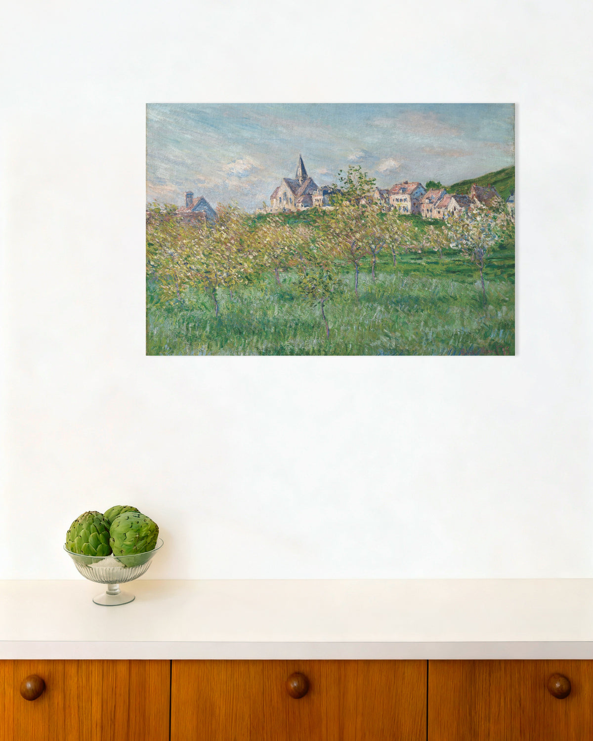 Poster Vår i Giverny, eftermiddag (1885) av Claude Monet