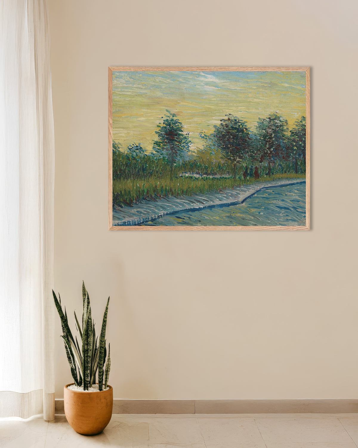 Poster med Place Saint-Pierre vid solnedgången (1887) av Vincent van Gogh, med ram i naturträ