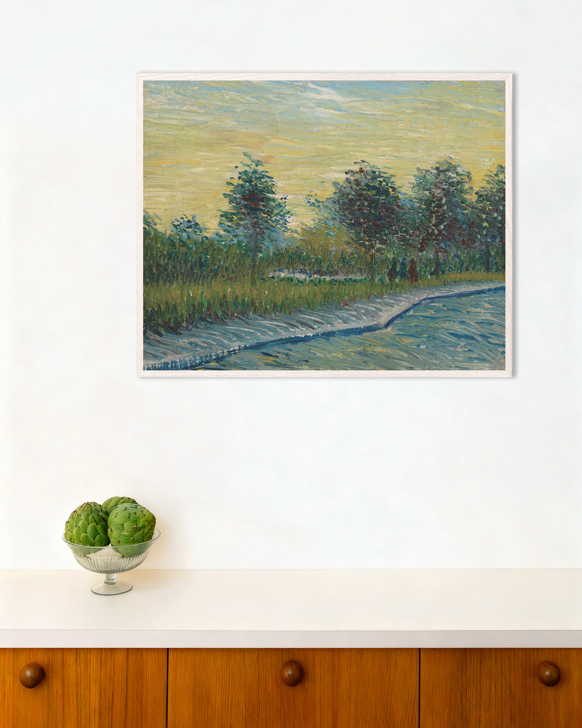 Poster med Place Saint-Pierre vid solnedgången (1887) av Vincent van Gogh, med vit träram
